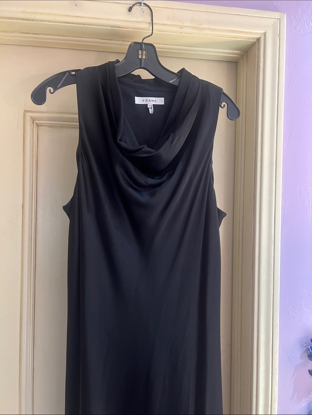 Frame Denim Black Cowl Neck Sleeveless Dress